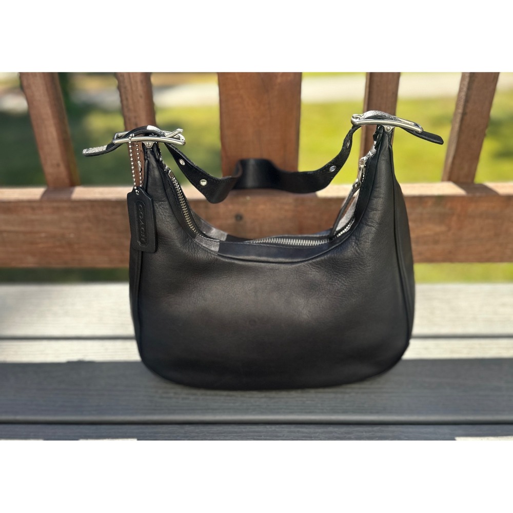 Vintage Coach Black Leather Legacy West Zoe Crescent Hobo Bag 9342 Y2K